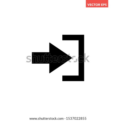 Black logoin entry arrow icon, sign in log in file share import export, simple flat design concept vector for app ads web banner button ui ux interface elements isolated on white background