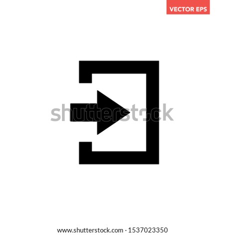 Black logoin entry arrow icon, sign in log in file share import export, modern simple flat design concept vector for app ads web banner button ui ux interface elements isolated on white background