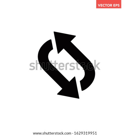 Black single 2 replay reload glyphs arrows icon , vector two u turn simple flat design round workflow refresh interface infographic element for app ui ux logo web button isolated on white background