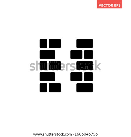 Black brick wall with broken hole icon, simple broken unsafe building sign flat design pictogram concept vector for app ads web banner button ui ux interface elements isolated on white background