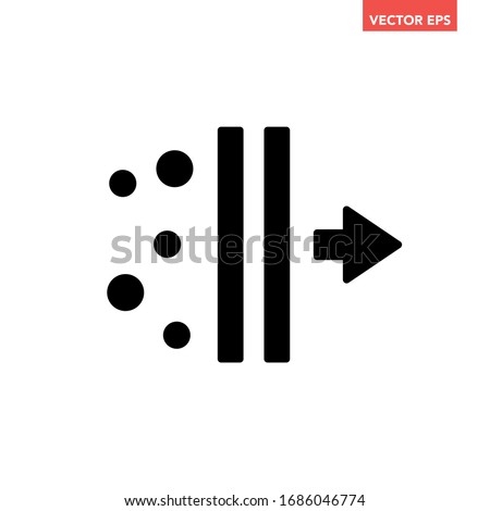 Black micro clean air filtration icon, simple bio purification to left flat design pictogram concept vector for app ads web banner button ui ux interface elements isolated on white background