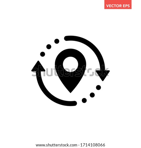 Black round update position mark icon, simple order tracking state flat design vector pictogram, infographic interface elements for app logo web website button ui ux isolated on white background