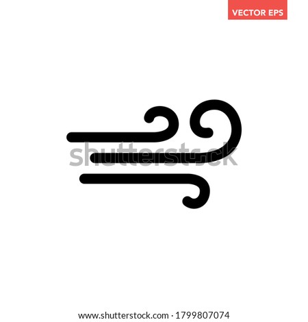 Black single air line icon, simple motion wind weather flat design vector pictogram, infographic vector for app logo web website button banner ui ux interface elements isolated on white background