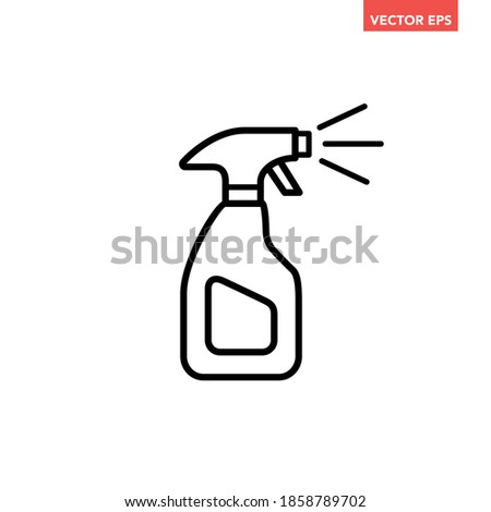 Black single spray cleaner line icon, simple clean up tool flat design vector pictogram, infographic vector for app logo web website button ui ux interface elements isolated on white background