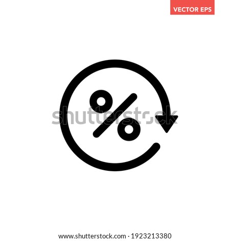 Black round loan percent refresh line icon, simple exchange fees flat design pictogram, infographic vector for app logo web website button ui ux interface elements isolated on white background
