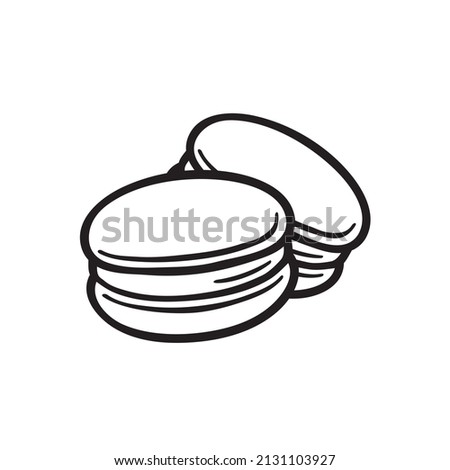 Black 2 sweet macaroons line icon. Simple sweetness flat design pictogram, clipart vector illustration for app logo web banner button ui ux interface elements isolated on white background