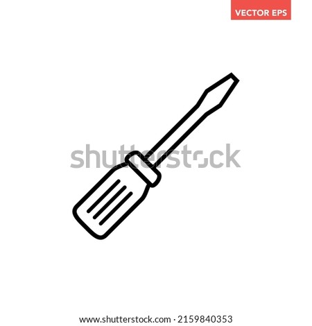 Black single screwdriver line icon, simple outline screwing tool flat design pictogram, infographic vector for app logo web button ui ux interface elements isolated on white background