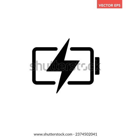 Black single battery indicator icon, simple charging flat design vector pictogram, infographic interface elements for app logo web button ui ux isolated on white background