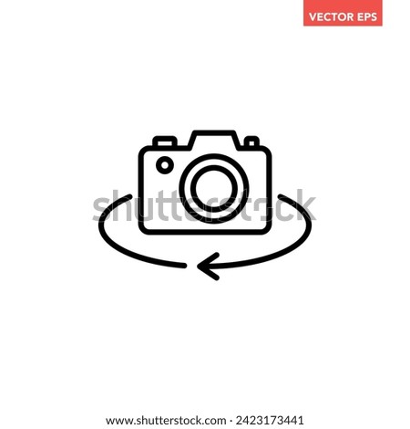 Black single camera rotation mode line icon, simple Switch from front to back flat design pictogram vector for app ads web banner button ui ux interface elements isolated on white background