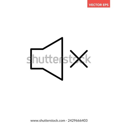 Black single sound off line icon, simple mute flat design pictogram, infographic vector for app logo web button ui ux interface elements isolated on white background