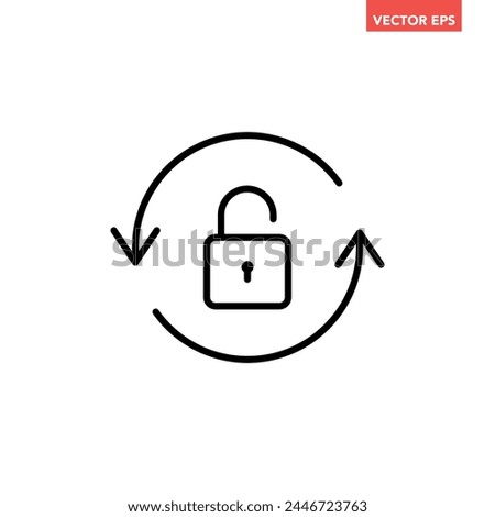 Single lock reload line icon, simple secure key protection flat design vector pictogram, infographic vector for app logo web website button banner ui ux interface elements isolated on white background