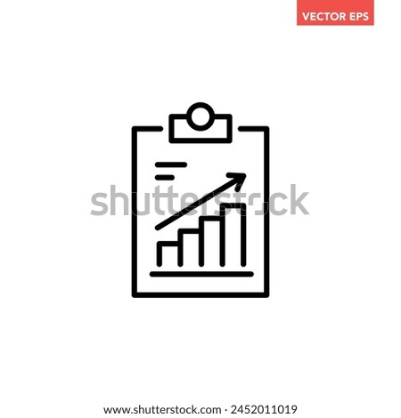 Black single financial statement line icon, simple business report flat design vector pictogram, infographic interface elements for app logo web button ui ux isolated on white background