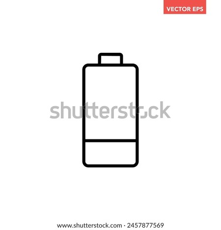 Black single low battery indicator icon, simple charging flat design vector pictogram, infographic interface elements for app logo web button ui ux isolated on white background
