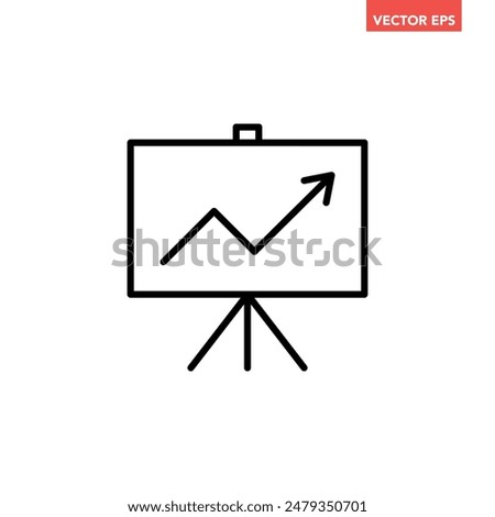 Business strategy plan board line icon, simple financial presentation illustration flat design pictogram vector for app ads web banner button ui ux interface elements isolated on white background