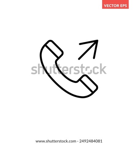 Single black outgoing call line icon, simple call out flat design pictogram vector for app logo ads web webpage button ui ux interface elements isolated on white background
