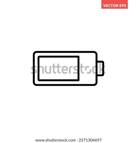 Black single battery charging indicator icon, simple charging flat design vector pictogram, infographic interface elements for app logo web button ui ux isolated on white background