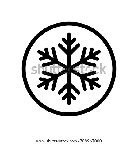 Black round frozen snowflake icon, freeze temperature flat design vector pictogram, infographic vector for app ads logotype web website button ui ux interface elements isolated on white background