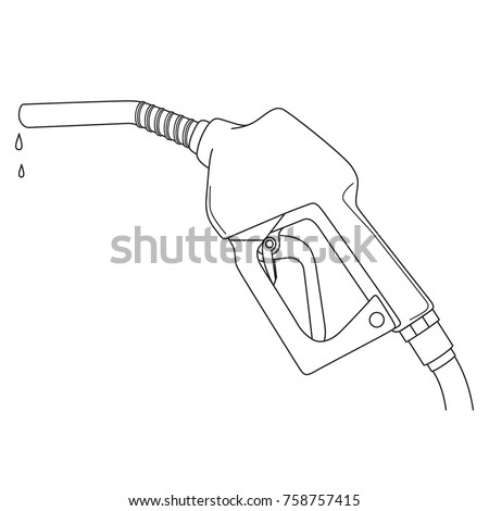 Fuel nozzle / gus pump isolated on a white background,  line art, vector illustration