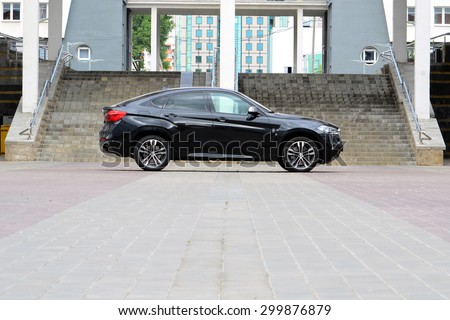 MINSK - JULY 2015: BMW X6 M50d at the test drive event for automotive journalists from Minsk