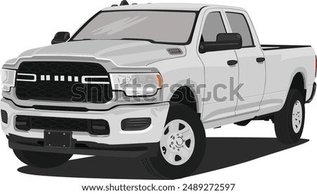 isolated heavy pickup truck front side view illustration on white background full editable format, high resolution graphics