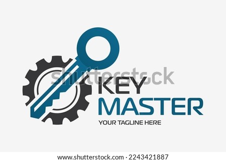 Abstract creative key duplication logo concept. Professional skilled key cutter sign.