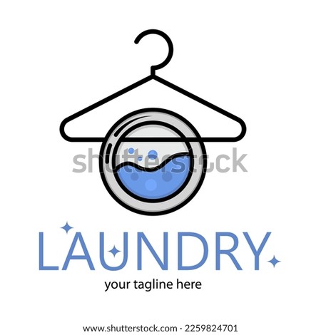 Vector Dry cleaning creative sign or logo. Laundry room emblem. Wash clothes icon.