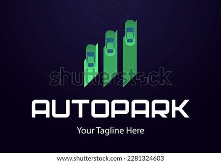 Creative modern autopark logo. Parking sign. Car sale company icon. Can use like emblem in auto logistic.