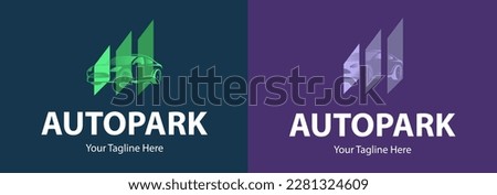 Creative modern autopark logo. Parking sign. Car sale company icon. Can use like emblem in auto logistic.