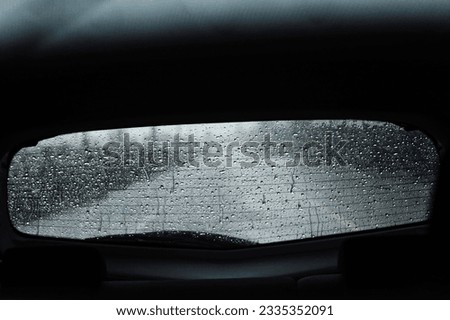 Similar – Image, Stock Photo Passenger perspective rainy weather in the right side mirror