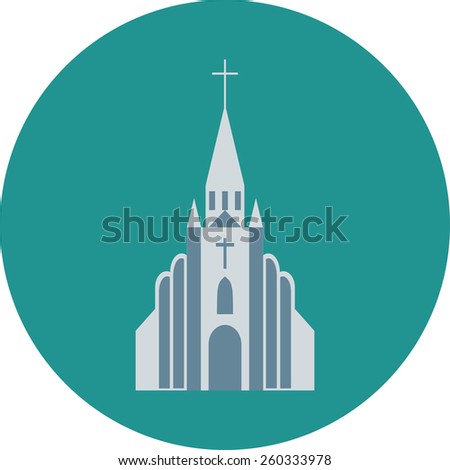 Church with a cross. Vector illustration of a temple, religion concept