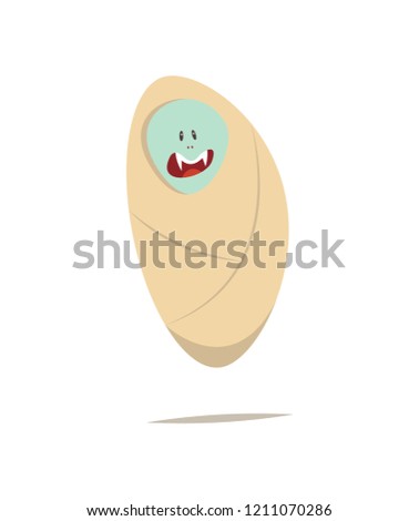 Child vampire wrapped in a sheet. Cute Dracula baby. Halloween 2024. Flat vector illustration in cartoon style isolated on white background.