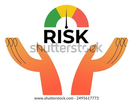 Risk management. Businessman consider, evaluate, analyze risk. Risk assessment. Business and investment concept. Modern flat cartoon style. Flat vector illustration.