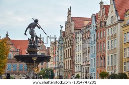 Neptune's fountain in the center of Gdansk, Poland Zdjęcia stock © 