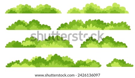 Green bushes. Cartoon forest and park shrubbery