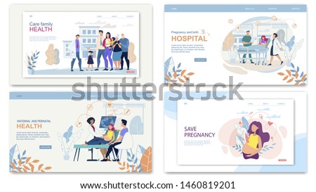 Website Collage Care Family Health, Pregnancy and Birth Hospital, Maternal and Perinatal Health, Save Pregnancy. Many Types Services that Family Clinic Ready Provide To Clients, Whole Families. 商業照片 © 