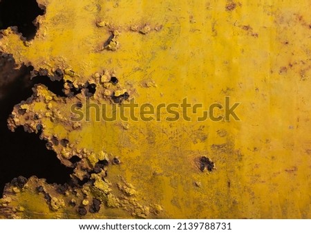 Black and yellow painted old grungy corroded weathered Metal sheet surface texture background. Space for text, title. Stock foto © 