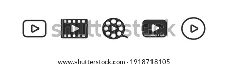 Video media play icon set, multimedia movie start push button,  player app symbol collection concept, illustration on white background.