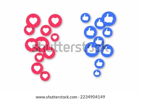 Like and thumb up circles reaction on live stream broadcasting show. Livestream broadcasting feedback element.