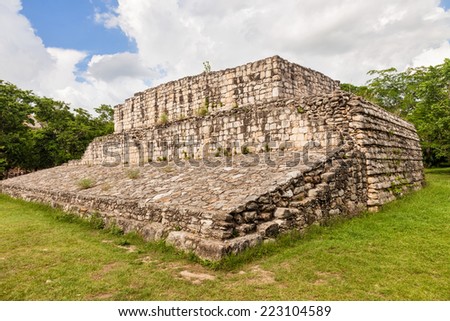 Ball court in the Mayan site of Ek Balam (black jaguar) in Yucatan, Mexico