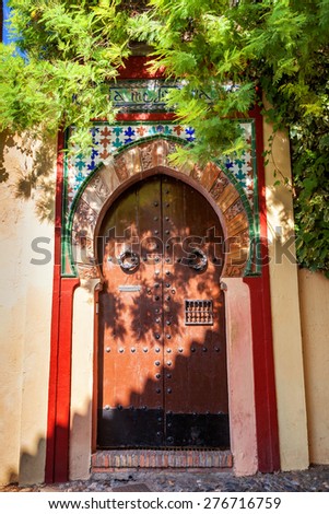 Arabic door in Albaicin neighborhood. Granada, Spain