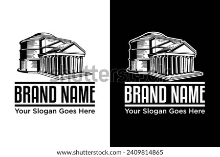  parthenon in rome italy illustration vector logo design