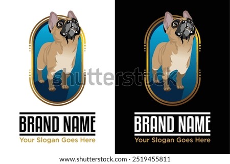 modern badge emblem French Bulldog illustration vector logo design