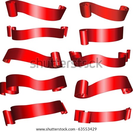 Collection Of Glossy Red Ribbons Stock Vector Illustration 63553429 ...