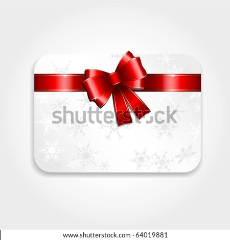 Christmas gift card with red ribbon