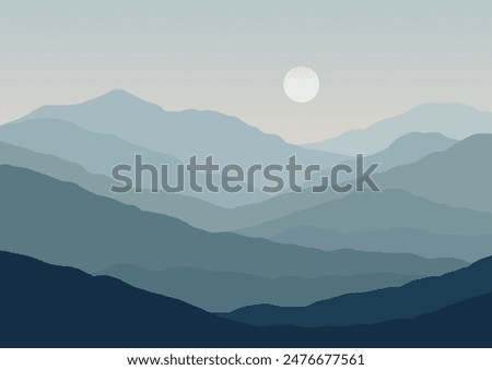 Minimal abstract sunset mountain landscape background design