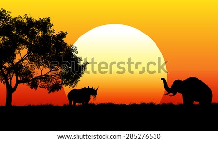 Illustration of an African safari scene