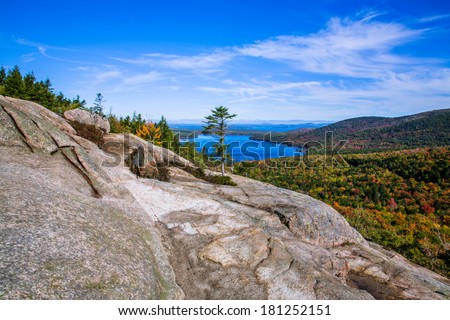 Eagle Lake Seen From Atop A Mountain Called The South Bubble At Acadia National Park, Maine, USA