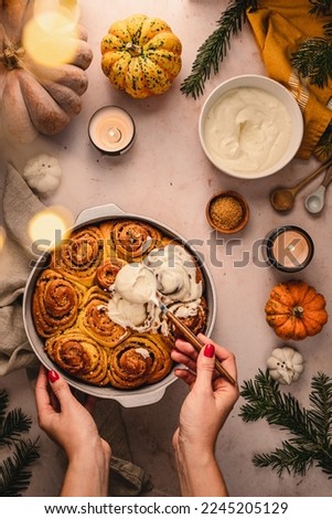 Similar – Foto Bild Kürbis-Brötchen Teigwaren