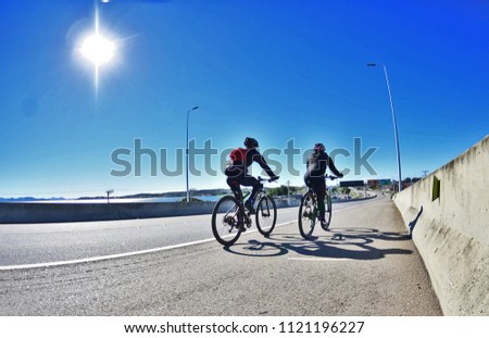 Similar – Image, Stock Photo man ciclyng on the street in Bilbao city Spain, mode of transport