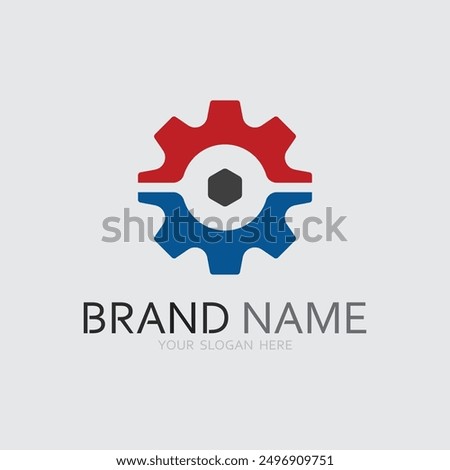 vector logo technology Digital tech vector business logo template concept illustration. Gear electronic factory sign. Cog wheel technology symbol SEO emblem Design element